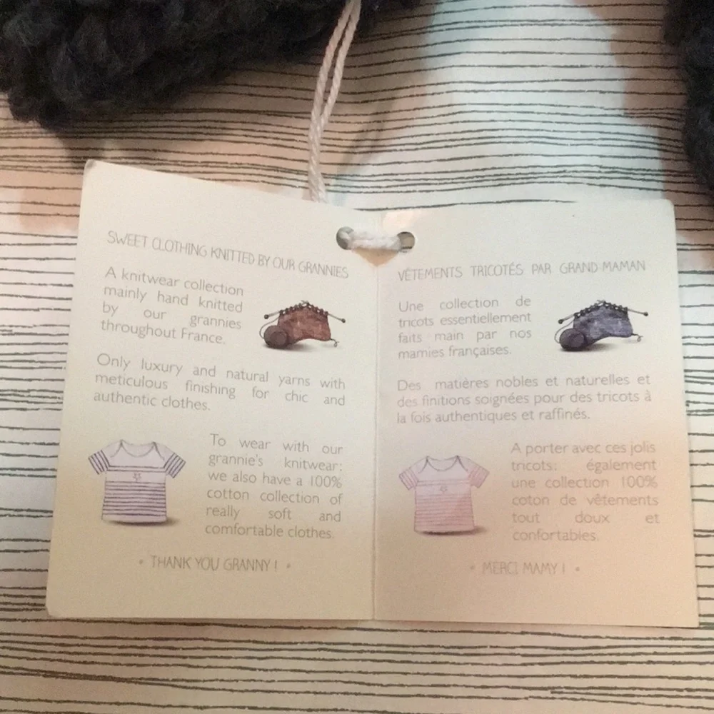 New Mamy Factory Handknitted French Wool Booties Earflap Hat Set Baby Gift